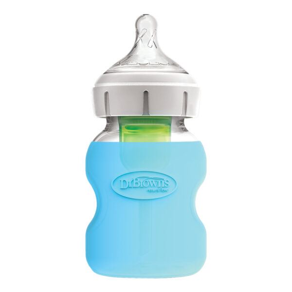 Dr. Brown's Housse de protection bleu pour biberon en verre de 150 ml