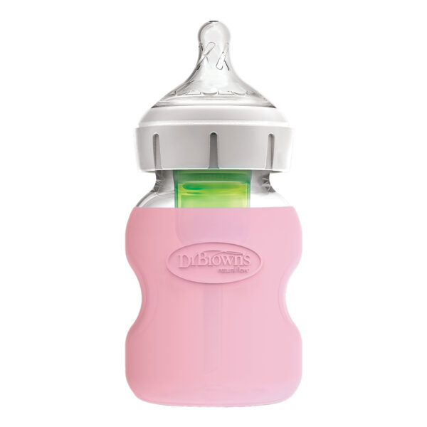 Dr. Brown's Housse de protection rose pour biberon en verre de 150 ml