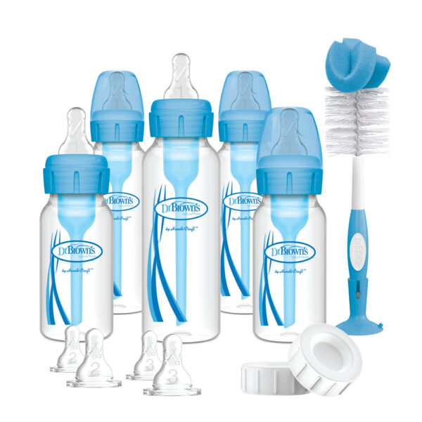 Dr. Brown's Options+ Anti-colic Bottle Giftset | Biberon à col étroit bleu
