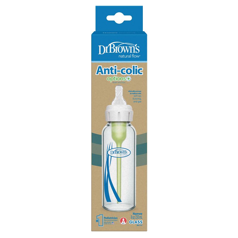 dr. brown's options+ anti colic bottle | biberon à col étroit 250 ml verre