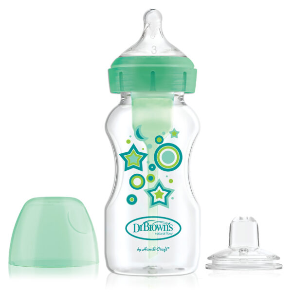 Dr. Brown's Options+ Bottle to Sippy Starter kit | Biberon à col large vert 270 ml