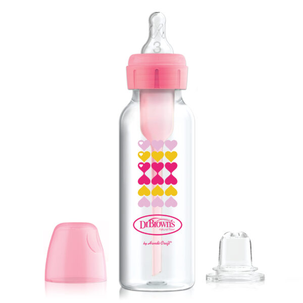 Dr. Brown's Options+ Bottle to Sippy Starter Kit | Biberon à col étroit rose 250 ml