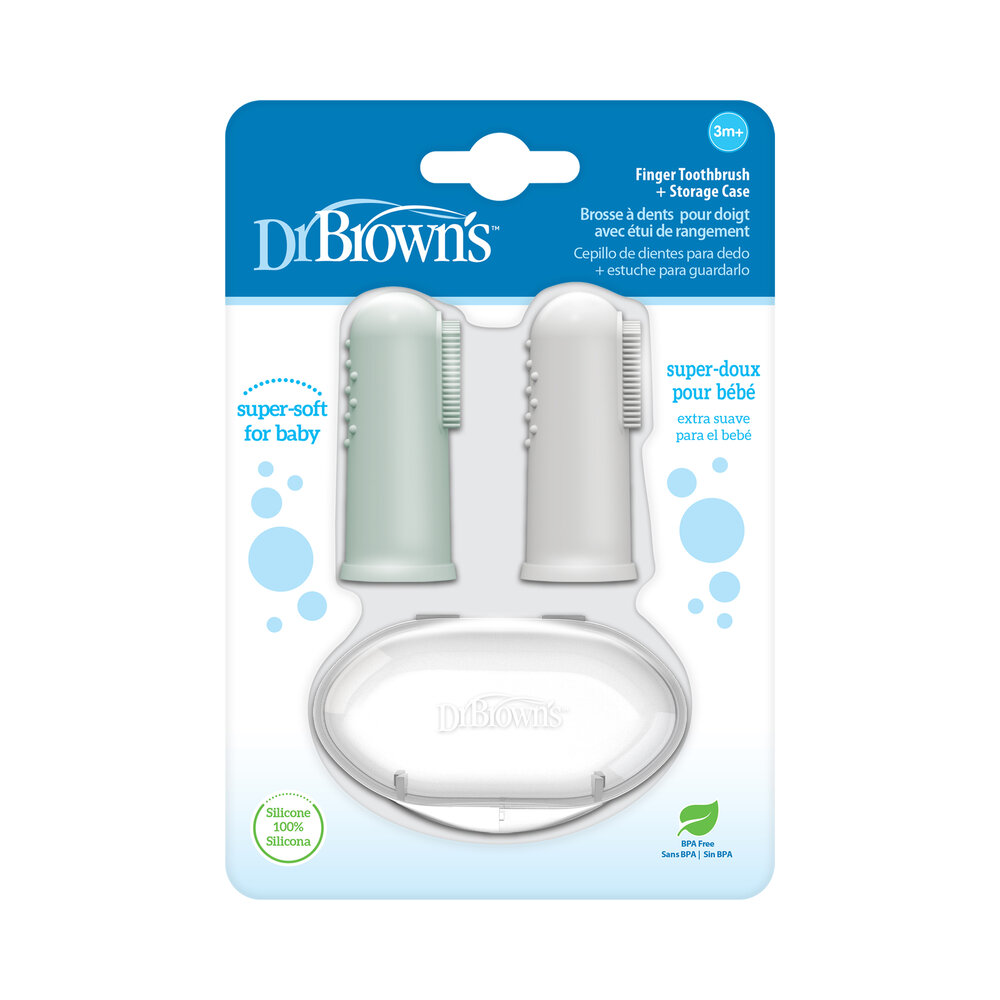 Dr. Brown's Brosse à dents au doigt gris/vert 2-pack – Image 2