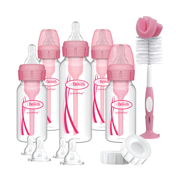 Dr. Brown's Options+ Anti-colic Bottle Giftset | Biberon à col étroit rose
