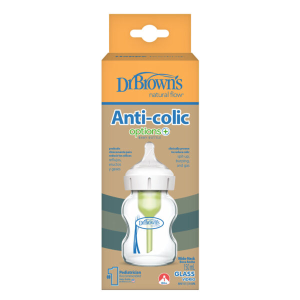 Dr. Brown’s Options+ Anti-colic Bottle | Biberon à col large 150 ml verre – Image 2