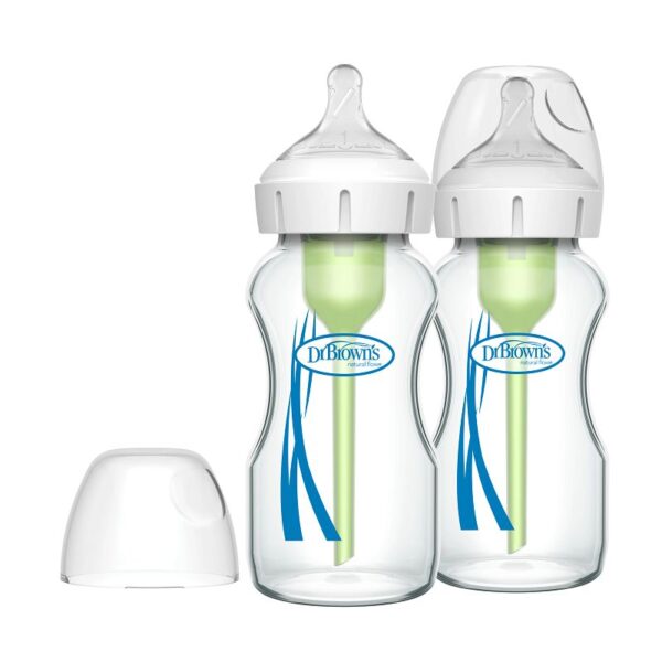 Biberon en verre anti-colique Dr. Brown’s 270 ml (goulot large, lot de 2)